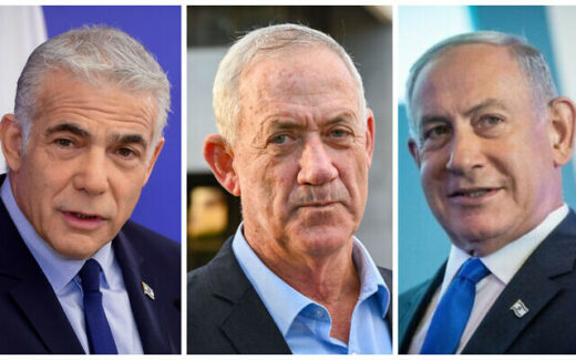 Yair Lapid (L), Benny Gantz (C) ve Benjamin Netanyahu (R)